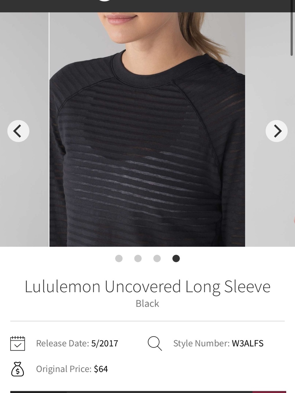 Lululemon Uncovered Black Long-Sleeve Cropped Ribbed Top - Picture 3 of 7